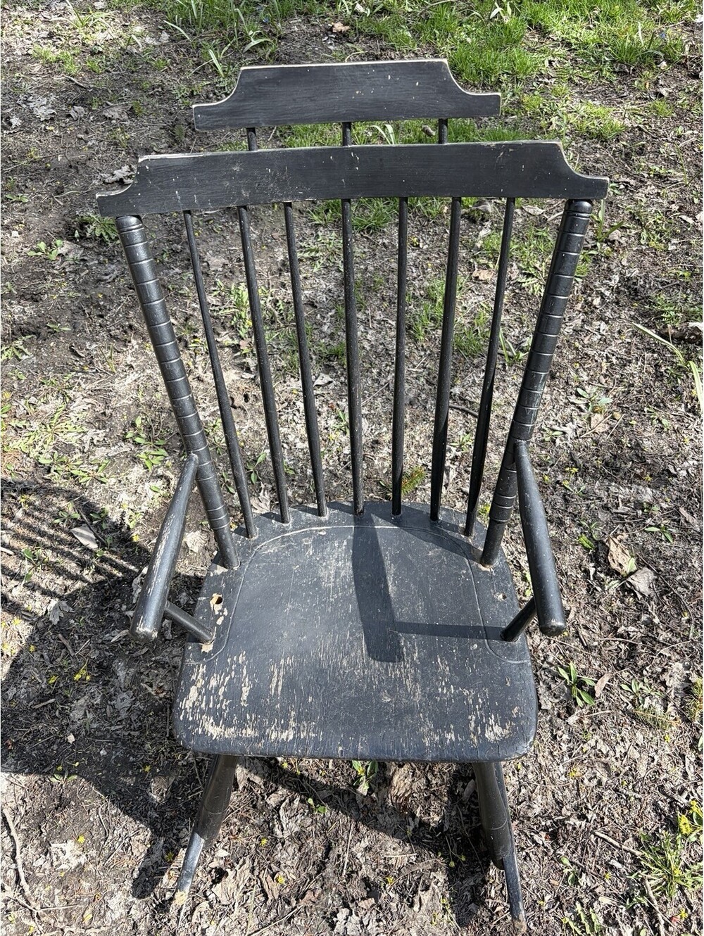 RARE - Antique - Black Wooden Rocking Chair (Civil War Era)